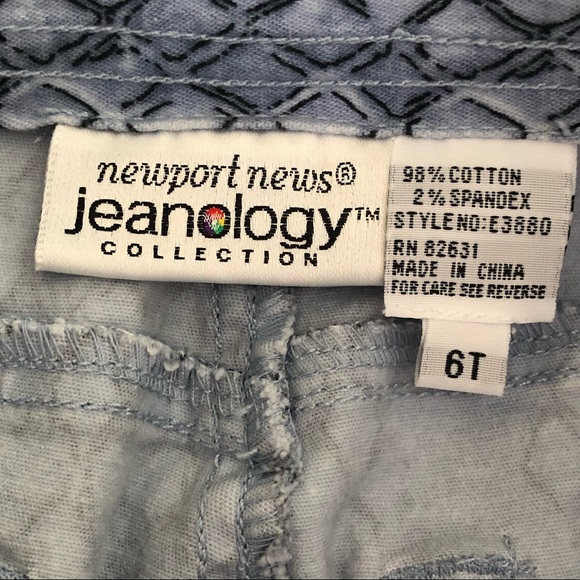 Newport News Jeanology High Rise Print Blue Pants 6T 33” Long - Picture 7 of 7